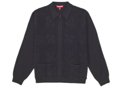 Supreme Crochet Zip Up Cardigan Black