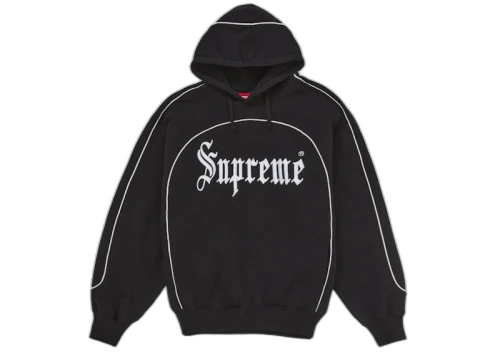 Supreme Curve Piping Hooded Sweatshirt Black