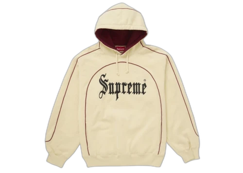 Supreme Curve Piping Hooded Sweatshirt Natural