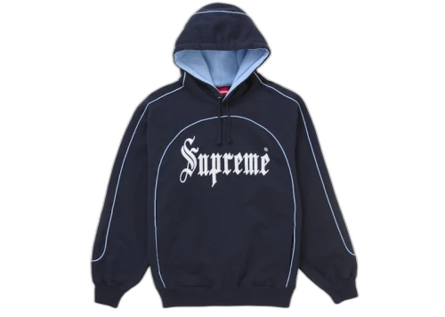 Supreme Curve Piping Hooded Sweatshirt Navy