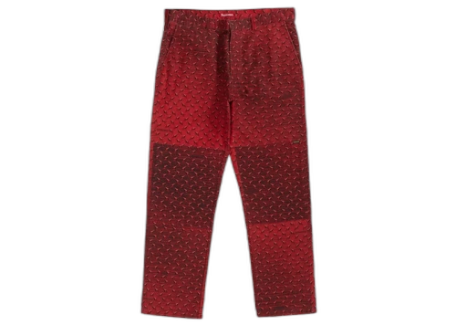 Supreme Diamond Plate Double Knee Work Pant Red