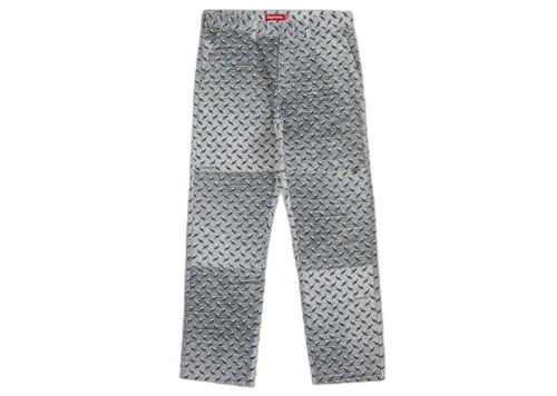 Supreme Diamond Plate Double Knee Work Pant White