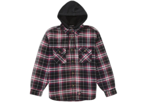 Supreme Dickies Lined Zip Up Hooded Flannel Shirt Black