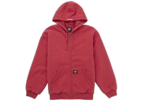 Supreme Dickies Quilted Lined Zip Up Hooded Sweatshirt (FW25) Red