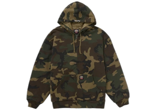 Supreme Dickies Quilted Lined Zip Up Hooded Sweatshirt (FW25) Woodland Camo