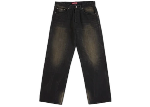 Supreme Distressed Loose Fit Selvedge Jean (FW25) Washed Black