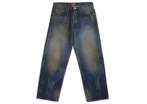 Supreme Distressed Loose Fit Selvedge Jean (FW25) Washed Indigo