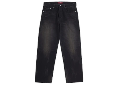 Supreme Distressed Loose Fit Selvedge Jean (SS25) Washed Black