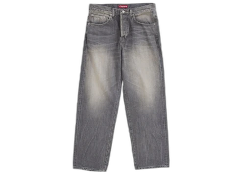 Supreme Distressed Loose Fit Selvedge Jean (SS25) Washed Grey