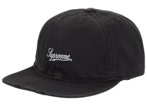 Supreme Distressed Script 6-Panel Black