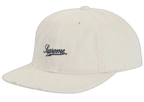 Supreme Distressed Script 6-Panel White