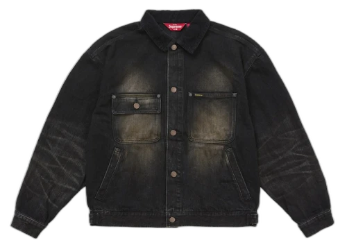 Supreme Distressed Selvedge Trucker Jacket (FW25) Washed Black