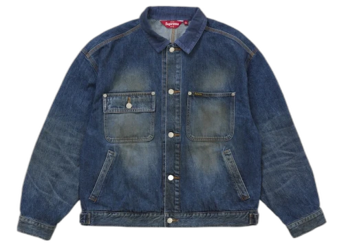 Supreme Distressed Selvedge Trucker Jacket (FW25) Washed Indigo