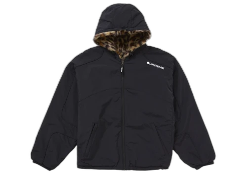 Supreme Faux Fur Reversible Hooded Track Jacket Black