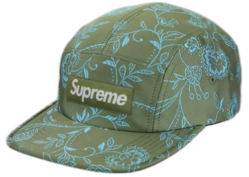 Supreme Floral Jacquard Camp Cap Green