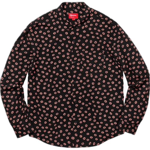 Supreme Flowers L/S Rayon Shirt Black