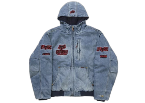 Supreme Fox Racing Hooded Work Jacket Denim