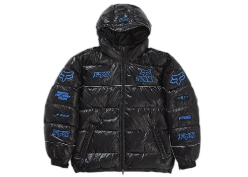 Supreme Fox Racing Shiny Down Puffer Jacket Black