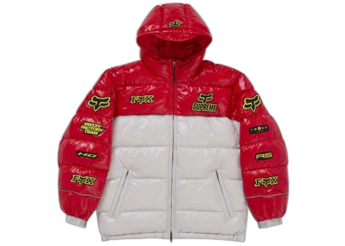 Supreme Fox Racing Shiny Down Puffer Jacket White