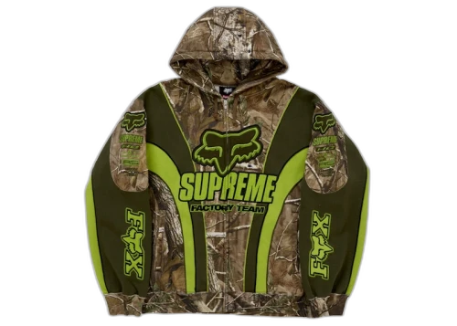 Supreme Fox Racing Zip Up Hooded Sweatshirt Realtree Hardwoods Camo