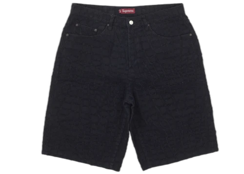 Supreme Frayed Croc Baggy Denim Short Black