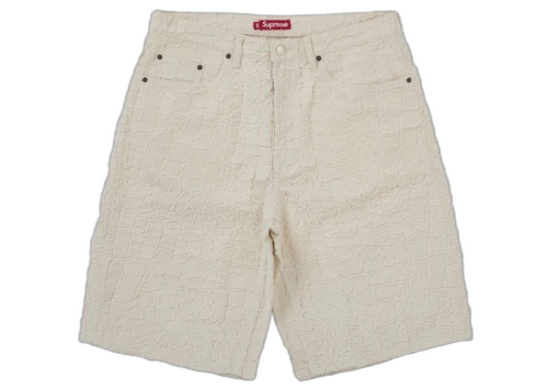 Supreme Frayed Croc Baggy Denim Short Natural