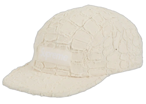 Supreme Frayed Croc Denim Camp Cap Natural