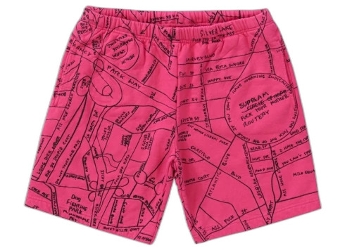 Supreme Gonz Embroidered Map Sweatshort Magenta