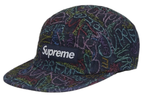 Supreme Handwriting Denim Camp Cap Indigo