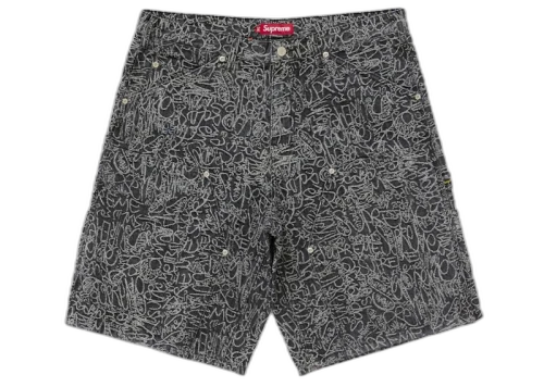 Supreme Handwriting Double Knee Denim Short Black