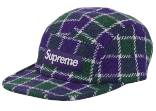 Supreme Harris Tweed Camp Cap Green Plaid