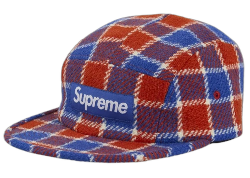 Supreme Harris Tweed Camp Cap Red/Blue