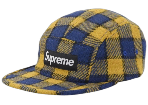 Supreme Harris Tweed Camp Cap Yellow Plaid