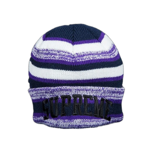 Supreme Heather Stripe Beanie Purple