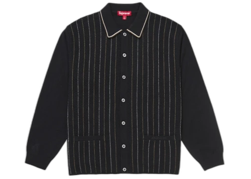 Supreme Herringbone Cardigan Black