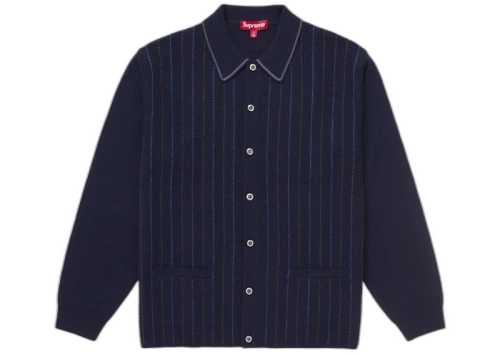 Supreme Herringbone Cardigan Navy