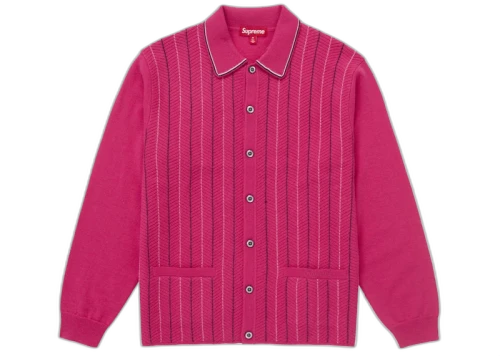 Supreme Herringbone Cardigan Pink