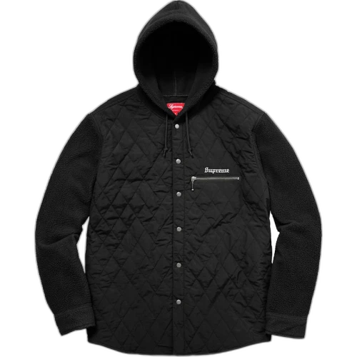 Supreme Hooded Fleece Nylon Shirt Black