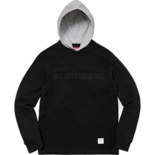 Supreme Hooded Waffle Ringer Black