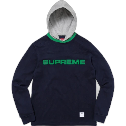 Supreme Hooded Waffle Ringer Navy
