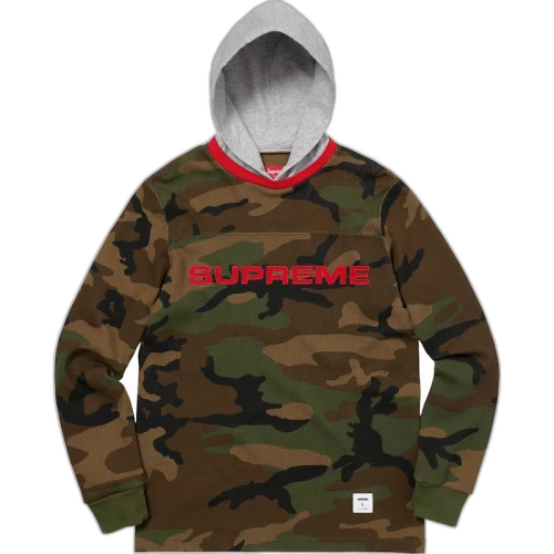 Supreme Hooded Waffle Ringer Woodland Camo