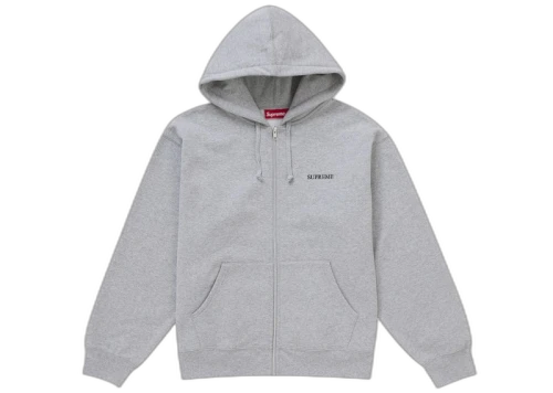 Supreme IDGAF Zip Up Hooded Sweatshirt Heather Grey