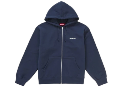Supreme IDGAF Zip Up Hooded Sweatshirt Navy