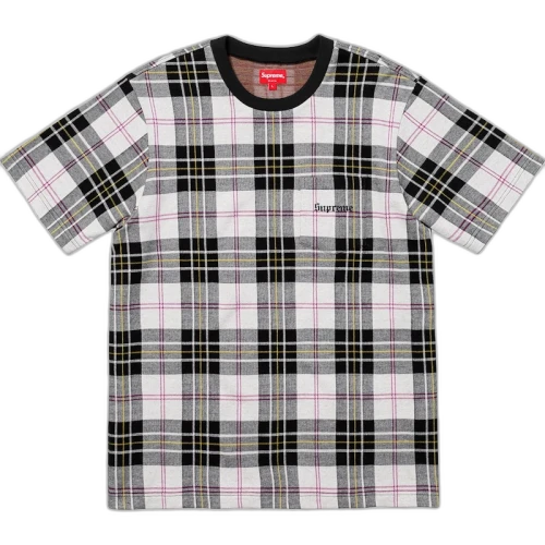 Supreme Jacquard Tartan Plaid Pocket Tee White