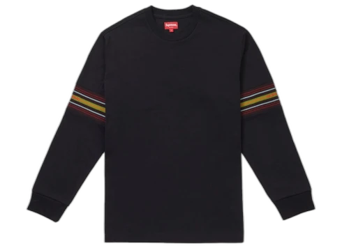 Supreme Knit Panel Stripe LS Top Black