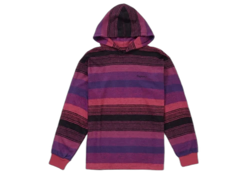 Supreme Knit Stripe Hooded L/S Top Pink