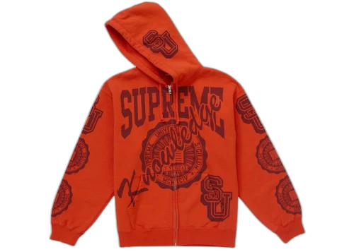 Supreme Knowledge Reigns Zip Up Hooded Sweatshirt Red