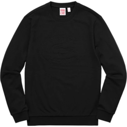 Supreme Lacoste Pique Crewneck Black
