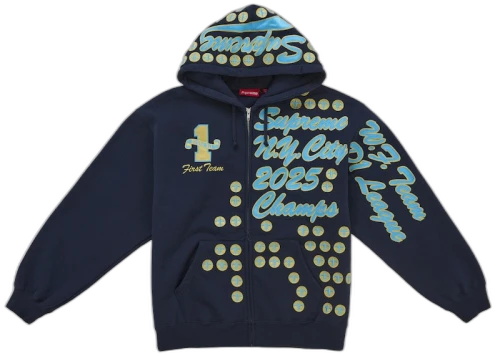 Supreme League Champs Zip Up Hooded Sweatshirt Navy
