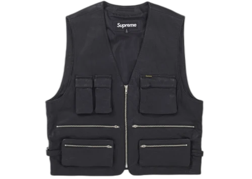 Supreme Leather Cargo Vest Black
